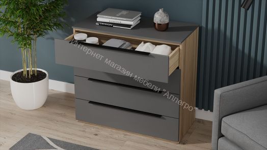 Комод «Порто» - ТД-393.04.01 Яблоня Беллуно, Графит софт