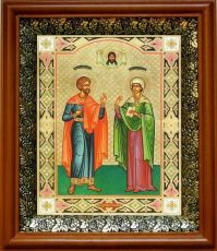 Икона Адриан и Наталия в киоте с басмой Виноградная Лоза (UV-печать)(30026)