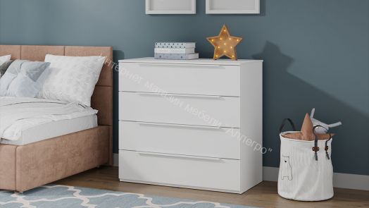 Комод «Порто» - ТД-393.04.01 Белый Жемчуг, Белый софт