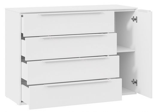 Комод комбинированный «Порто» - ТД-393.04.02 Белый Жемчуг, Белый софт