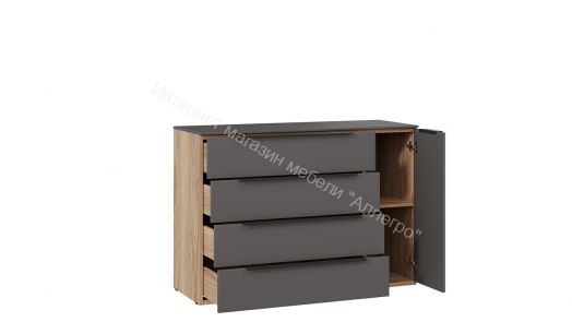 Комод комбинированный «Порто» - ТД-393.04.02 Яблоня Беллуно, Графит софт
