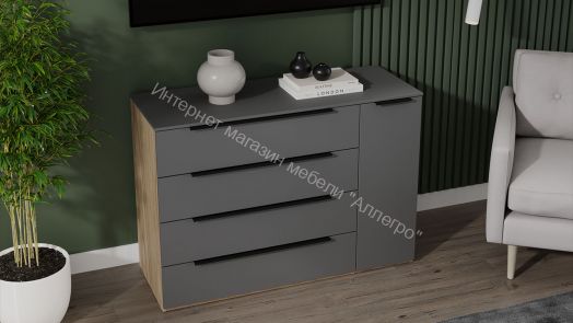 Комод комбинированный «Порто» - ТД-393.04.02 Яблоня Беллуно, Графит софт