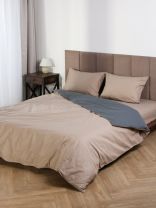 Пододеяльник 1.5-спальный, 145 х 215 см, 100% хлопок, поплин, темно-серый/бежевый, Silvano, Узбекистан