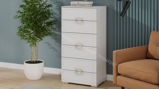 Комод «Стелла» - 402.04 Белый холст, Белый Жемчуг