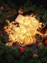 Гирлянда 480 ламп, 3х3 м, 8 режимов, Занавес, теплый белый свет, прозрачная, в помещении, сетевая, LED