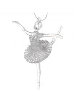 Елочное украшение Балерина, серебро, 14 см, пластик, SYYKLA-191996
