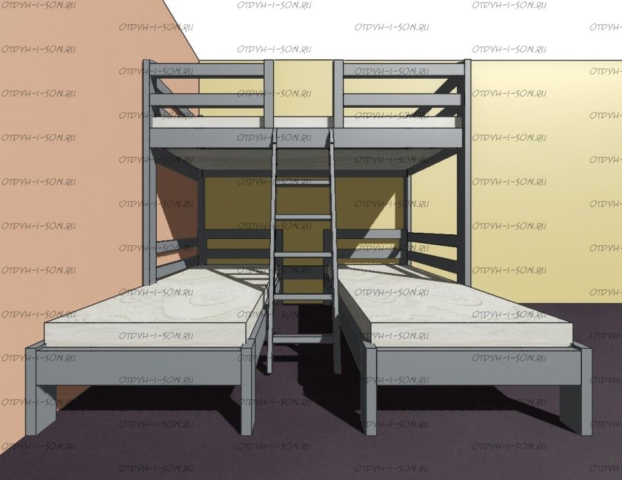 Кровать трехъярусная Butterfly Модуль Массив