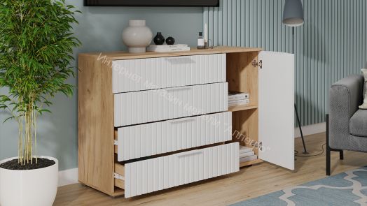 Комод комбинированный «Хилтон» - 402.012.000 Дуб Крафт золотой, Белый матовый