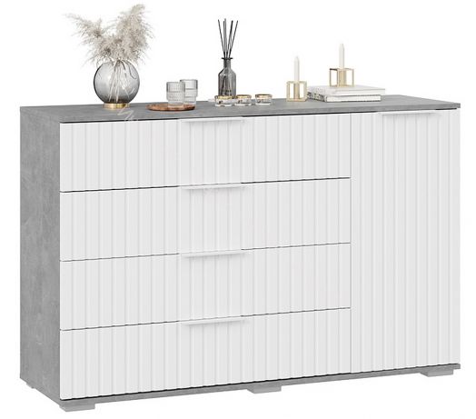 Комод комбинированный «Хилтон» - 402.012.000 Ателье светлый, Белый матовый