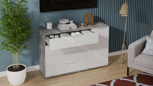 Комод комбинированный «Хилтон» - 402.012.000 Ателье светлый, Белый матовый