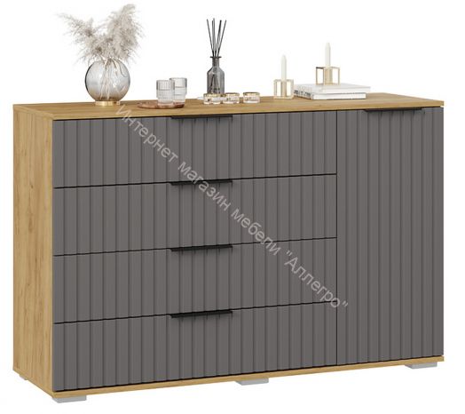 Комод комбинированный «Хилтон» - 402.012.000 Дуб Крафт золотой, Графит матовый