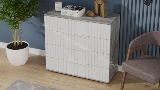 Комод «Хилтон» - 402.010.000 Ателье светлый, Белый матовый