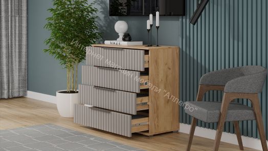 Комод «Хилтон» - 402.010.000 Дуб Крафт золотой, Мокко матовый