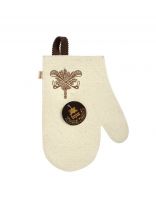 Рукавица для бани войлок, лого, белая, Банные штучки, 41419