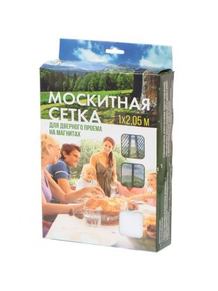 Сетка москитная для двери, 1х2.05 м, на магнитах, липучка, белая, YTMN001, коробка