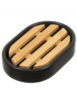 Мыльница настольная, Бамбук, керамика, 12.5x8.5x2.4 см, черная, CE1980AA-SD