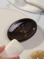 Мыльница настольная, керамика, 12.5х8.8х2.8 см, цветы на сером, Y4-9867