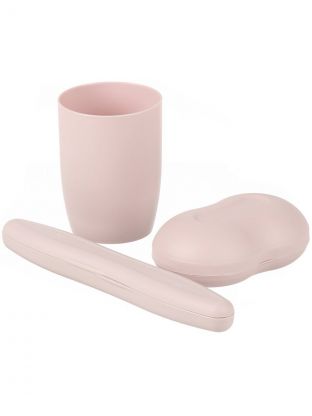 Набор дорожный 3 предмета, Martika, розовый, пластик, мыльница, футляр для зубной щетки, стакан, 220х120х80 мм, С16РОЗ