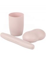 Набор дорожный 3 предмета, Martika, розовый, пластик, мыльница, футляр для зубной щетки, стакан, 220х120х80 мм, С16РОЗ