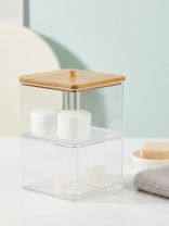 Контейнер для ватных дисков, квадратный, двойной, 9.5х9х16 см, пластик, Y4-11325