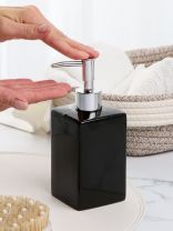 Дозатор для жидкого мыла, керамика, 7х7х18 см, квадратный, черный глянец, Y4-9861