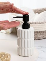 Дозатор для жидкого мыла, керамика, 7х7х17.5 см, бабл серый, Y4-9856