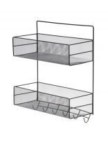 Полка подвесная металл, настенная, 2 яруса, прямая, 36х15х44.5 см, черная, A340124