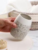 Стакан для зубных щеток, 7х10.8 см, керамика, серый камень, Y4-9869