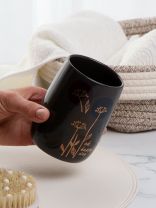 Стакан для зубных щеток, 7х10 см, керамика, цветы на сером, Y4-9866