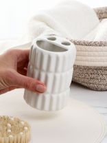 Стакан для зубных щеток, 7х7х10 см, керамика, бабл серый с ячейками, Y4-9857