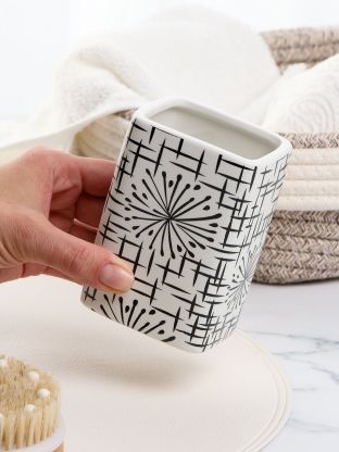 Стакан для зубных щеток, 7х6х10.5 см, керамика, бежевая паутинка, Y4-9853