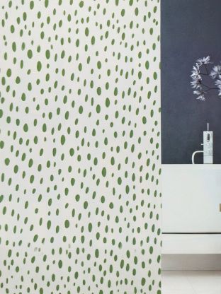 Штора для ванн 180х180 см, полиэстер, Белая в горошек, с кольцами, T2023-050