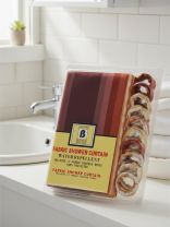 Штора для ванн 180х180 см, полиэстер, Бежевые полосы, с кольцами, Y4-11152