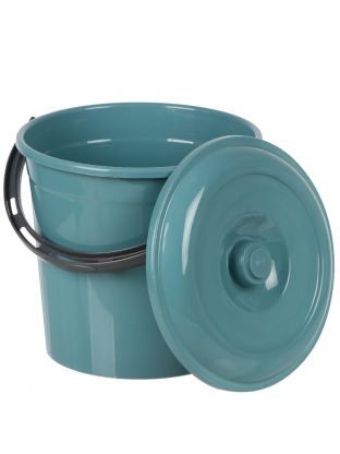 Ведро пластик, 10 л, с крышкой, бирюзово-синее, хозяйственное, Violet, 021055