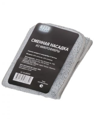 Сменный блок для швабры микрофибра, 31.5х11 см, плоский, прямоугольный, графит, Bossclean, 53-0093RF
