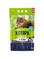 Наполнитель для лотка комкующийся, 10 л, 4.2 кг, с активированным углем, полиэтиленовый пакет, Котяра