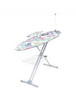 Доска гладильная 120х40 см, Цветочная акварель, подставка для утюга, гладильный рукав, встроенная розетка, полка для белья, удлинитель 1.9 м, Nika, Н9