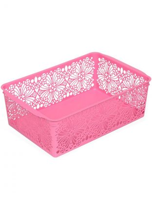 Корзина 38х25х12.5 см, прямоугольная, пластик, в ассортименте, Бытпласт, Floral, С12874