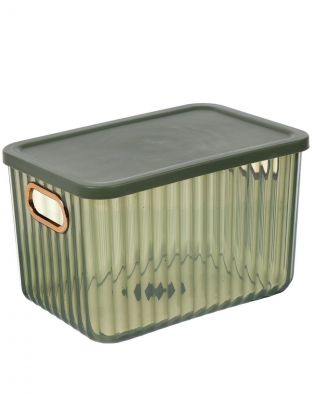 Корзина для хранения, 18.5х26х16.2 см, прямоугольная, пластик, зеленая, с крышкой, Y4-7052
