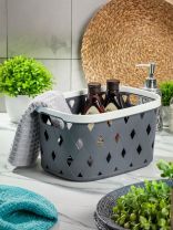 Корзина для хранения, 29.8х20.6х16.5 см, плетеная, пластик, серая, Y4-8603