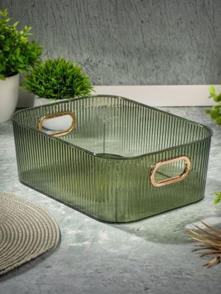 Корзина для хранения, 27.6х20.9х10 см, прямоугольная, пластик, зеленая, Y4-7054