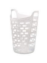 Корзина для белья и хранения вещей, 48х45х53 см, цилиндрическая, пластик, белая, с ручками, Y4-7815