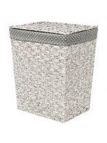 Корзина для белья, 38х30х46 см, прямоугольная, плетеная, серая, с крышкой, Y4-7634