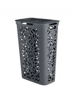 Корзина для белья, 60 л, 44х34х63.5 см, прямоугольная, пластик, серая, Полимербыт, Leaves