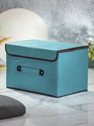 Кофр для хранения, 1 секция, с крышкой, складной, 38х25х24 см, нетканое полотно, с ручкой, с крышкой, зеленый, Y4-7830