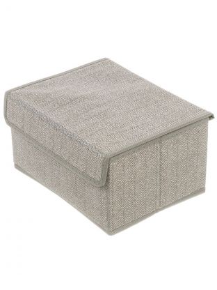 Коробка для хранения, 1 секция, с крышкой, 25х13х19 см, нетканный материал, серая, Д70302.05