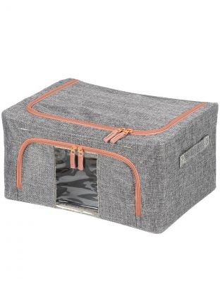 Кофр для хранения, 1 секция, с крышкой, складной, 39х29х20 см, спанбонд, с молнией, с ручкой, серый, Y6-10757