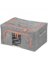 Кофр для хранения, 1 секция, с крышкой, складной, 39х29х20 см, спанбонд, с молнией, с ручкой, серый, Y6-10757