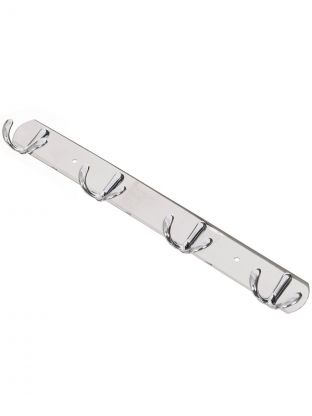 Вешалка настенная 4 крючка, на планке, для ванной комнаты, 30х3.5 см, SPE19159C-5, Y8-2750, хром