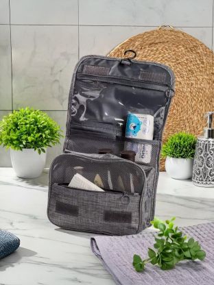 Косметичка дорожная 23х12.5х17.5 см, Меланж, Y9-169, застежка молния, серая